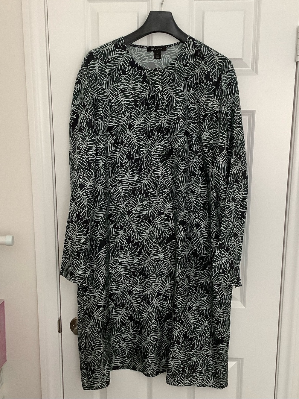 St. John Collection Leaves Print Silk Twill Dress